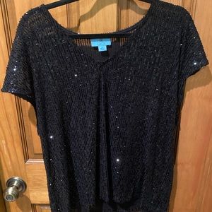 Black Sequin Women's Top